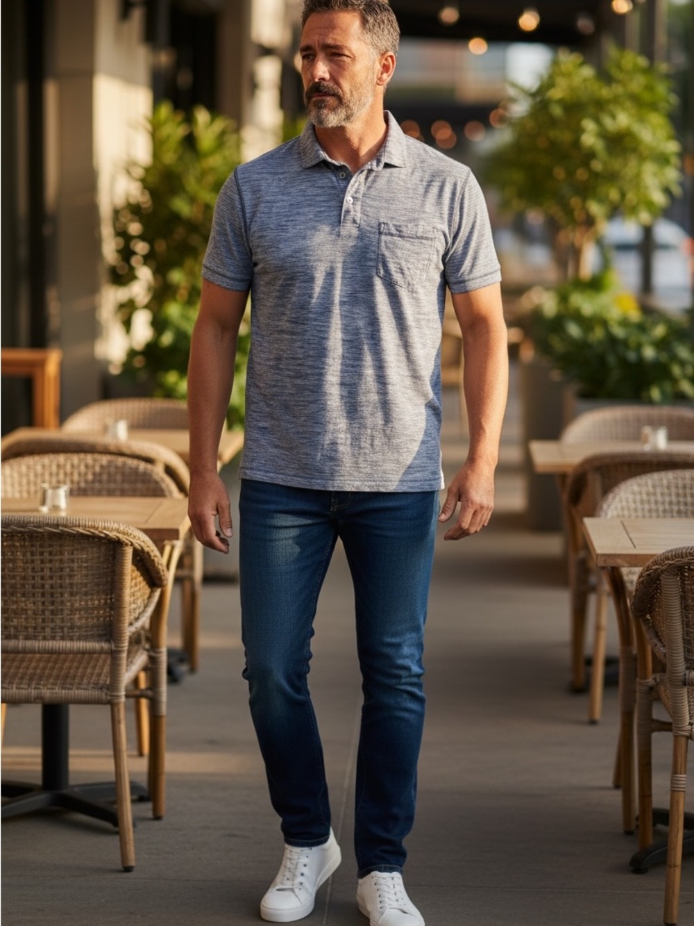 Rodd & Gunn Men's Heathered Navy and White Polo Sport Fit